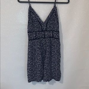 Blue with White Floral Romper WITH POCKETS!